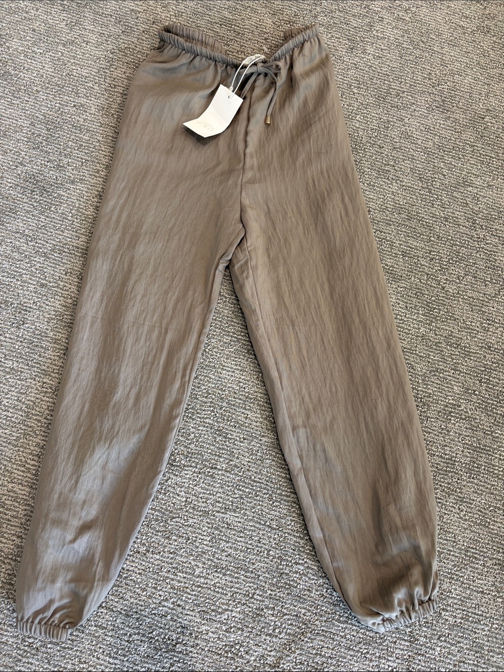 Zara NWT WomoTaupe Drawstring Jogger Pants